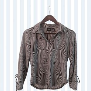 Xhilaration Black and White Striped Blouse S